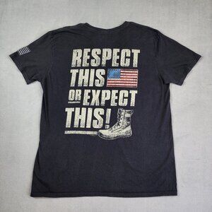 Buck Wear Men's T Shirt Black Size XL USA Flag Patriotic American Hometown